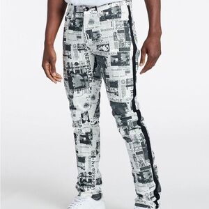 Decibel Plaid Newspaper All Over Print Pants 36x32 (G)
